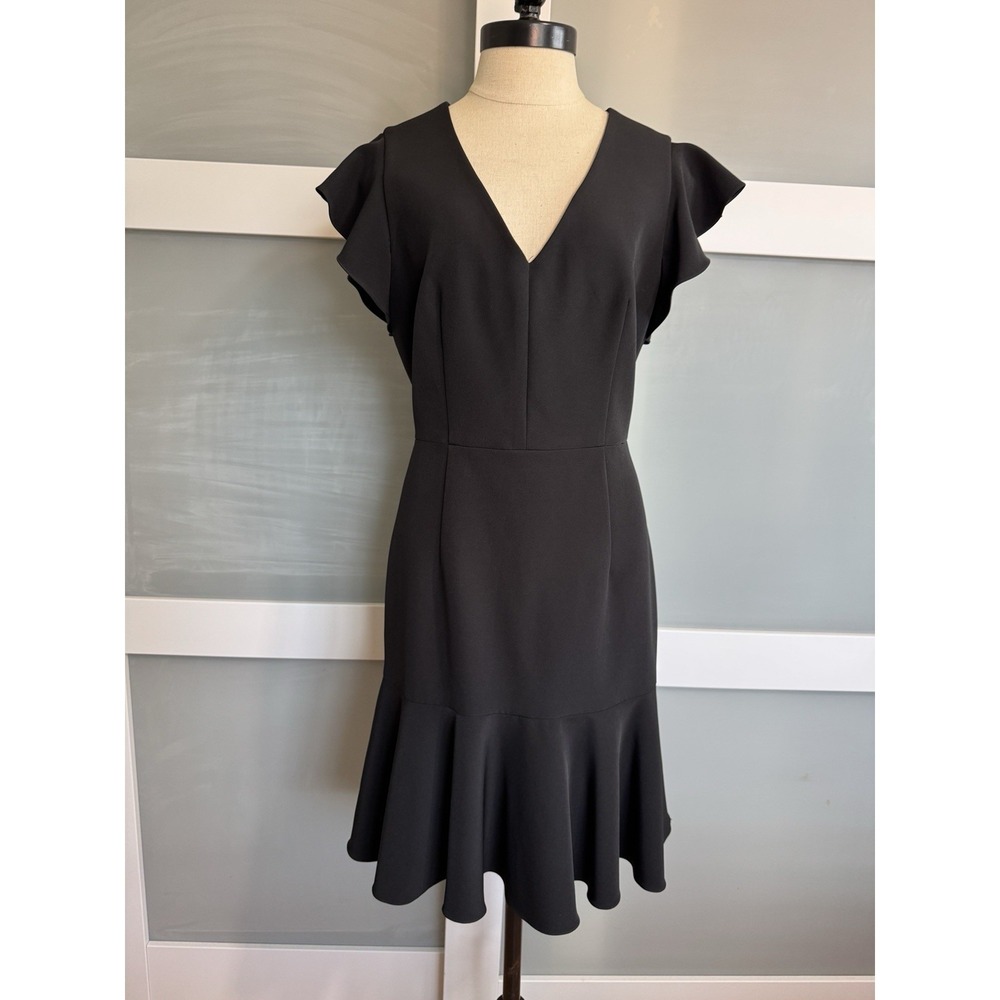 NWT Milly New York Black Ruffle Trim Mermaid Dress Size 8 $300